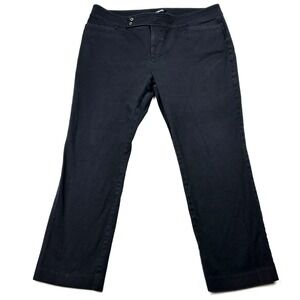 Chaps Pants Womens 16W Black Stretch Cotton Double Button Straight Leg Trousers